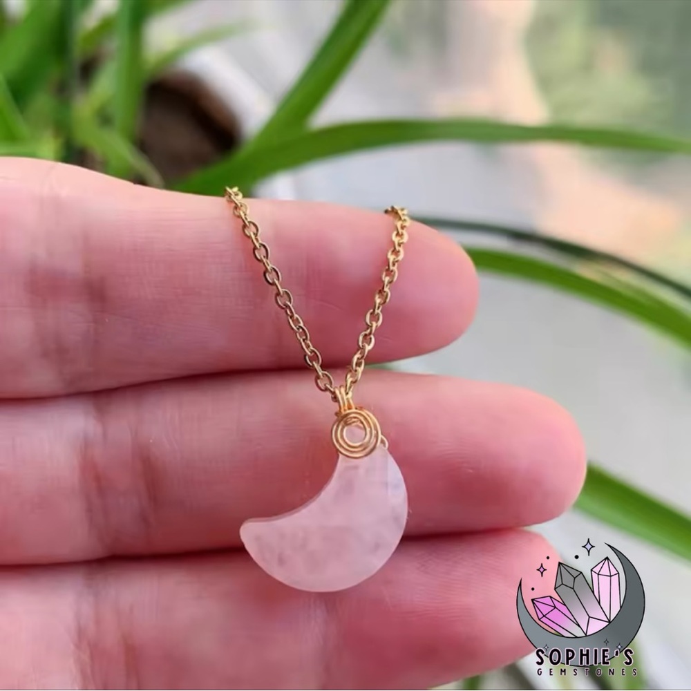 Rose Quartz moon necklace